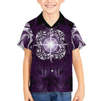 New Zealand Matariki Waipunarangi Kid Hawaiian Shirt Maori Moko Purple Galaxy