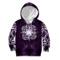 New Zealand Matariki Waipunarangi Kid Hoodie Maori Moko Purple Galaxy
