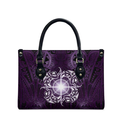 New Zealand Matariki Waipunarangi Leather Bag Maori Moko Purple Galaxy