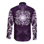 New Zealand Matariki Waipunarangi Long Sleeve Button Shirt Maori Moko Purple Galaxy