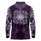New Zealand Matariki Waipunarangi Long Sleeve Polo Shirt Maori Moko Purple Galaxy