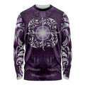 New Zealand Matariki Waipunarangi Long Sleeve Shirt Maori Moko Purple Galaxy