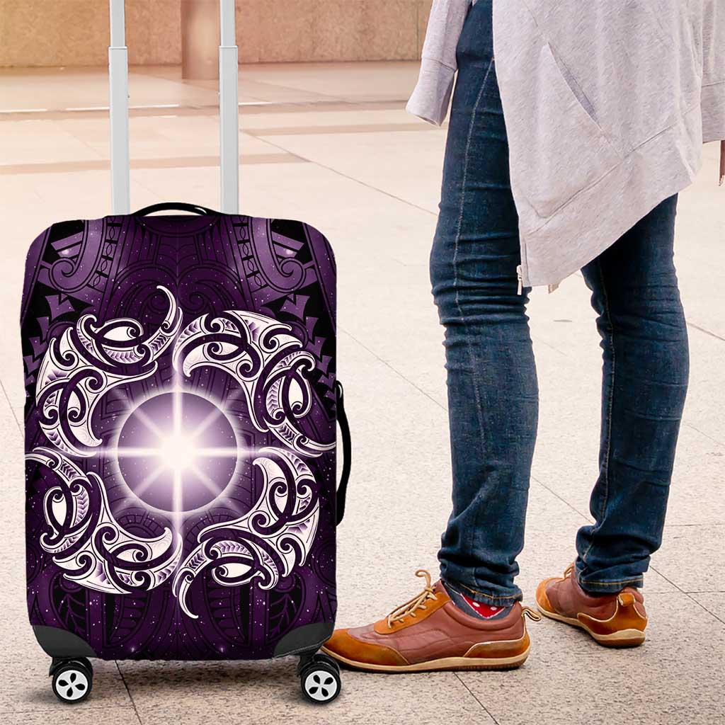 New Zealand Matariki Waipunarangi Luggage Cover Maori Moko Purple Galaxy
