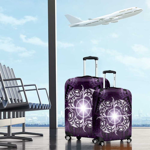 New Zealand Matariki Waipunarangi Luggage Cover Maori Moko Purple Galaxy