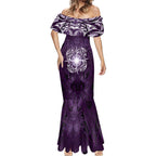 New Zealand Matariki Waipunarangi Mermaid Dress Maori Moko Purple Galaxy