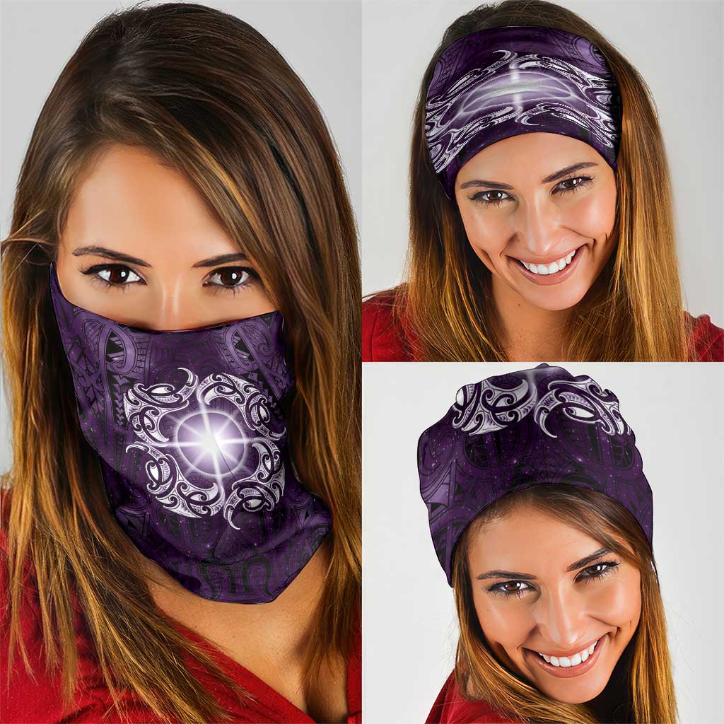 New Zealand Matariki Waipunarangi Neck Gaiter Maori Moko Purple Galaxy
