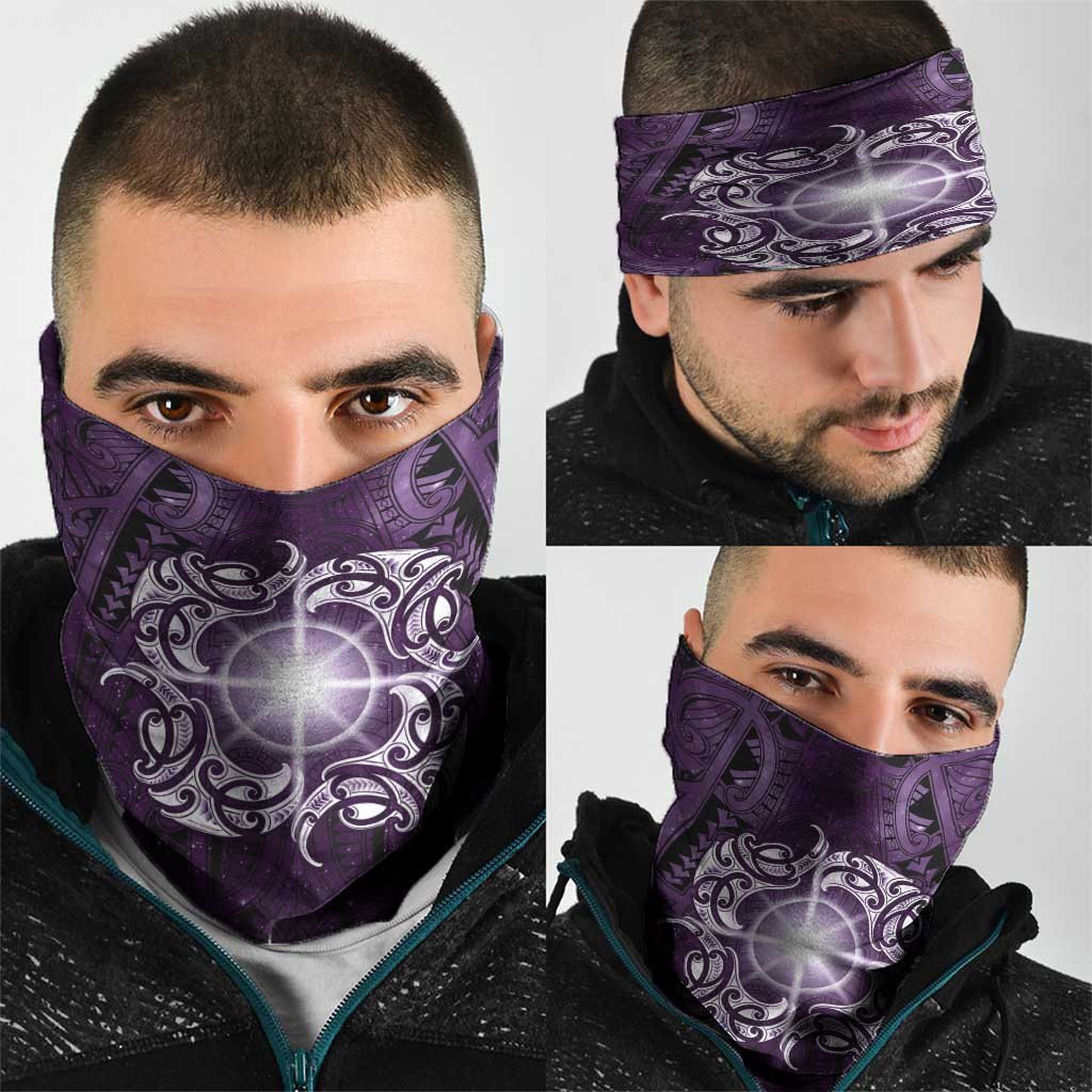 New Zealand Matariki Waipunarangi Neck Gaiter Maori Moko Purple Galaxy