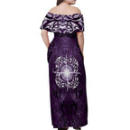 New Zealand Matariki Waipunarangi Off Shoulder Maxi Dress Maori Moko Purple Galaxy