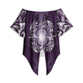 New Zealand Matariki Waipunarangi Off Shoulder Wrap Waist Top Maori Moko Purple Galaxy