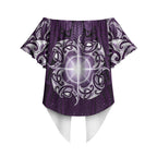 New Zealand Matariki Waipunarangi Off Shoulder Wrap Waist Top Maori Moko Purple Galaxy