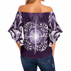 New Zealand Matariki Waipunarangi Off Shoulder Wrap Waist Top Maori Moko Purple Galaxy