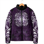 New Zealand Matariki Waipunarangi Padded Jacket Maori Moko Purple Galaxy