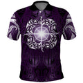 New Zealand Matariki Waipunarangi Polo Shirt Maori Moko Purple Galaxy