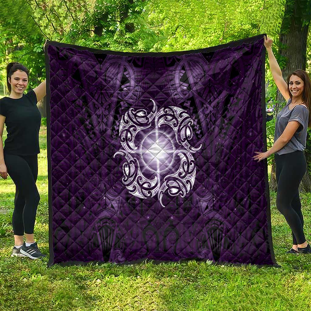 New Zealand Matariki Waipunarangi Quilt Maori Moko Purple Galaxy