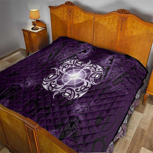 New Zealand Matariki Waipunarangi Quilt Maori Moko Purple Galaxy