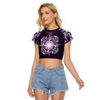 New Zealand Matariki Waipunarangi Raglan Cropped T Shirt Maori Moko Purple Galaxy