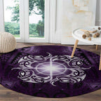 New Zealand Matariki Waipunarangi Round Carpet Maori Moko Purple Galaxy