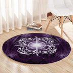 New Zealand Matariki Waipunarangi Round Carpet Maori Moko Purple Galaxy