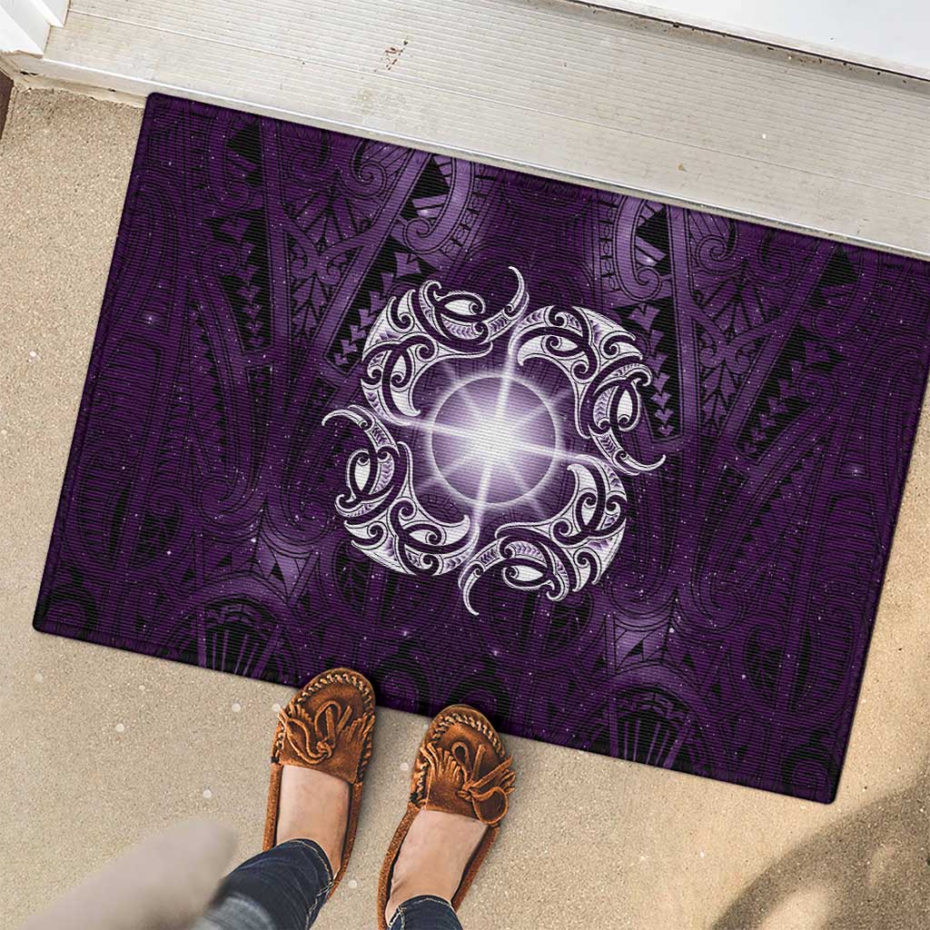 New Zealand Matariki Waipunarangi Rubber Doormat Maori Moko Purple Galaxy