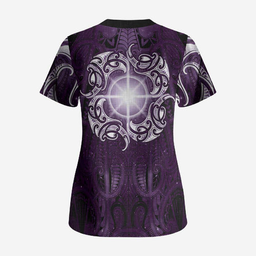 New Zealand Matariki Waipunarangi Scrub Top Maori Moko Purple Galaxy