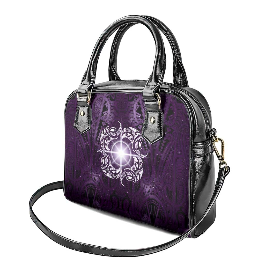 New Zealand Matariki Waipunarangi Shoulder Handbag Maori Moko Purple Galaxy