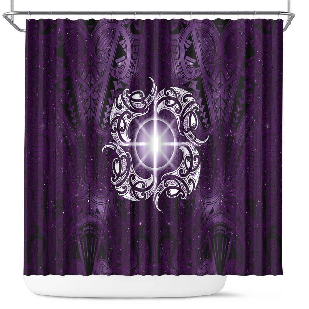 New Zealand Matariki Waipunarangi Shower Curtain Maori Moko Purple Galaxy