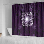 New Zealand Matariki Waipunarangi Shower Curtain Maori Moko Purple Galaxy
