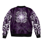 New Zealand Matariki Waipunarangi Sleeve Zip Bomber Jacket Maori Moko Purple Galaxy
