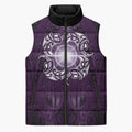 New Zealand Matariki Waipunarangi Sleeveless Puffer Jacket Maori Moko Purple Galaxy