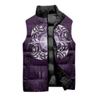 New Zealand Matariki Waipunarangi Sleeveless Puffer Jacket Maori Moko Purple Galaxy
