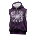 New Zealand Matariki Waipunarangi Sleeveless Zip Hoodie Maori Moko Purple Galaxy