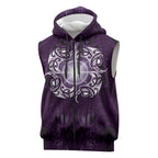 New Zealand Matariki Waipunarangi Sleeveless Zip Hoodie Maori Moko Purple Galaxy