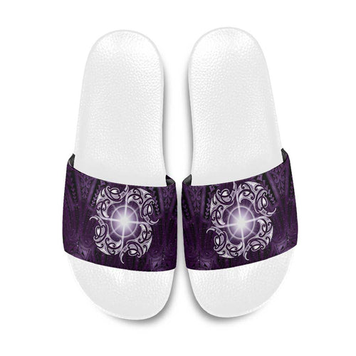 New Zealand Matariki Waipunarangi Slide Sandals Maori Moko Purple Galaxy