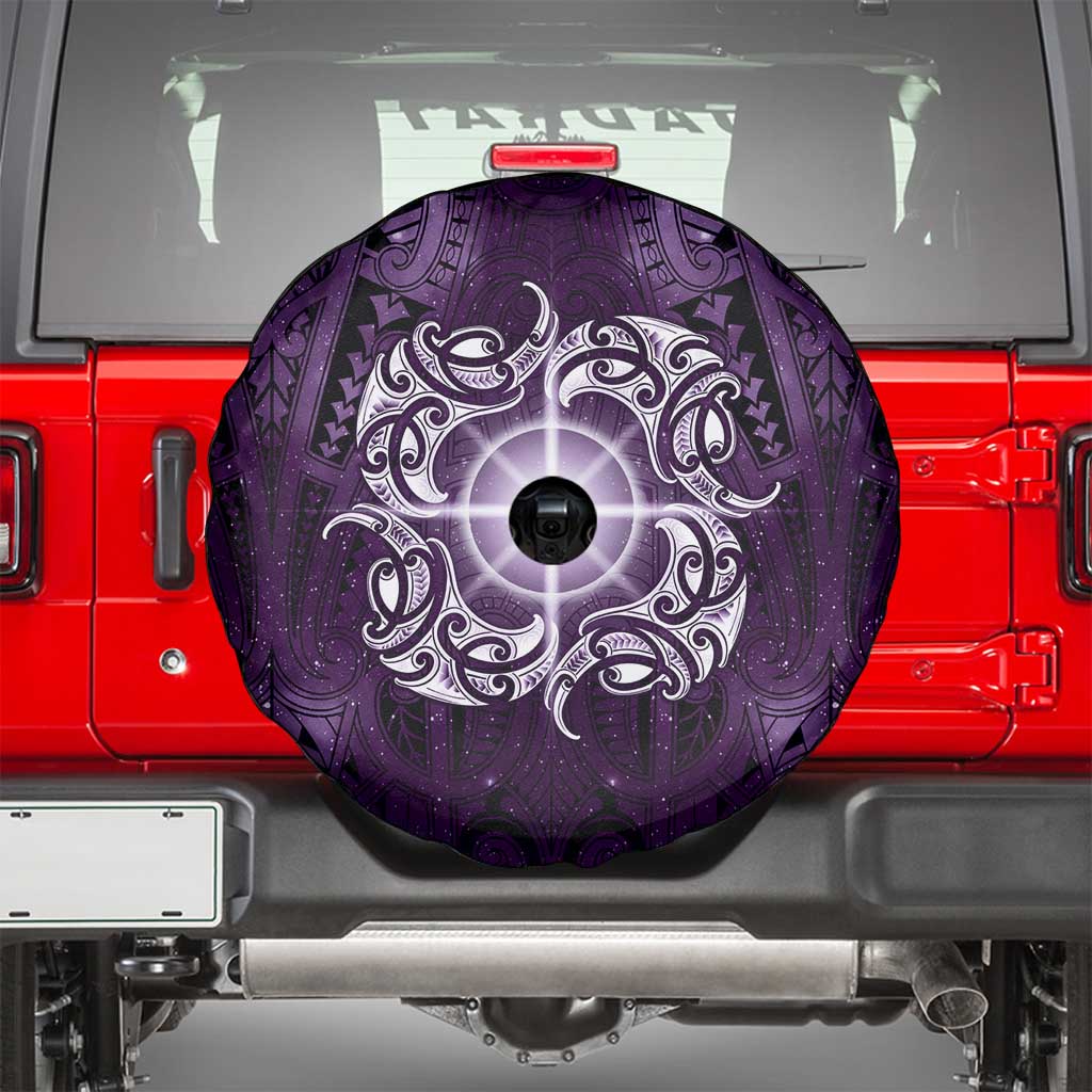 New Zealand Matariki Waipunarangi Spare Tire Cover Maori Moko Purple Galaxy