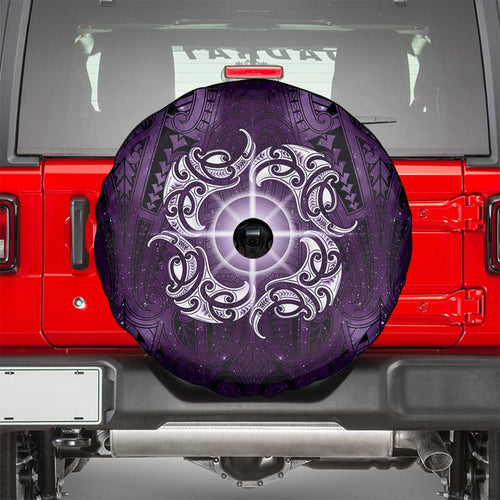 New Zealand Matariki Waipunarangi Spare Tire Cover Maori Moko Purple Galaxy