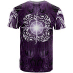 New Zealand Matariki Waipunarangi T Shirt Maori Moko Purple Galaxy