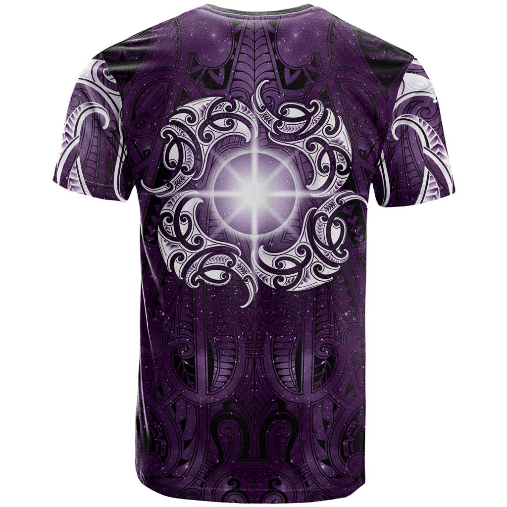 New Zealand Matariki Waipunarangi T Shirt Maori Moko Purple Galaxy