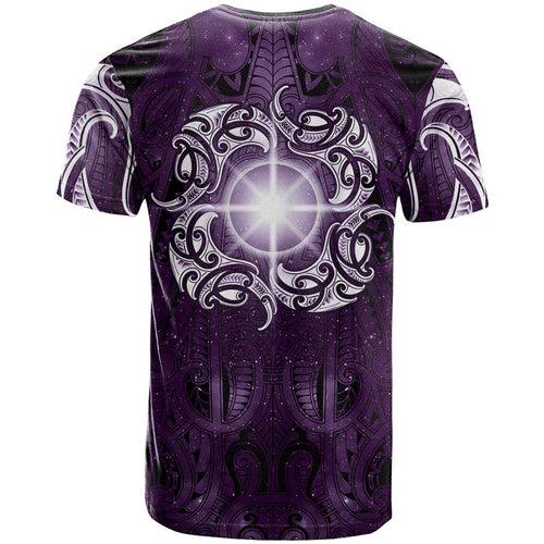 New Zealand Matariki Waipunarangi T Shirt Maori Moko Purple Galaxy