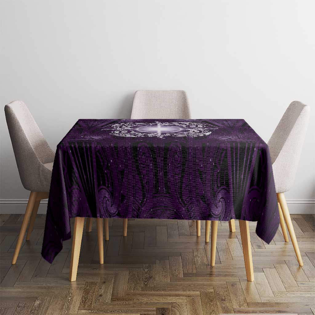 New Zealand Matariki Waipunarangi Tablecloth Maori Moko Purple Galaxy