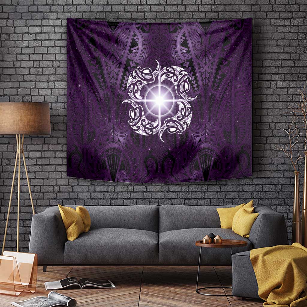 New Zealand Matariki Waipunarangi Tapestry Maori Moko Purple Galaxy