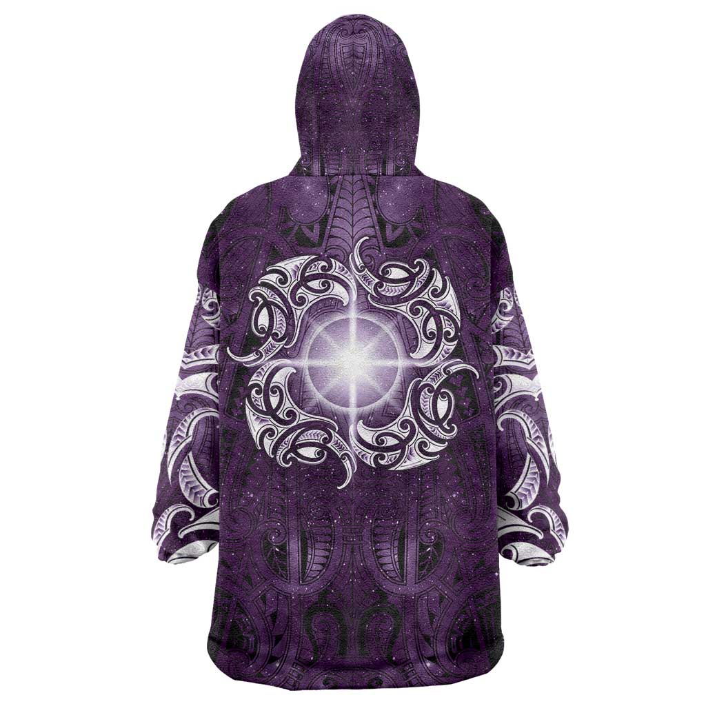 New Zealand Matariki Waipunarangi Wearable Blanket Hoodie Maori Moko Purple Galaxy
