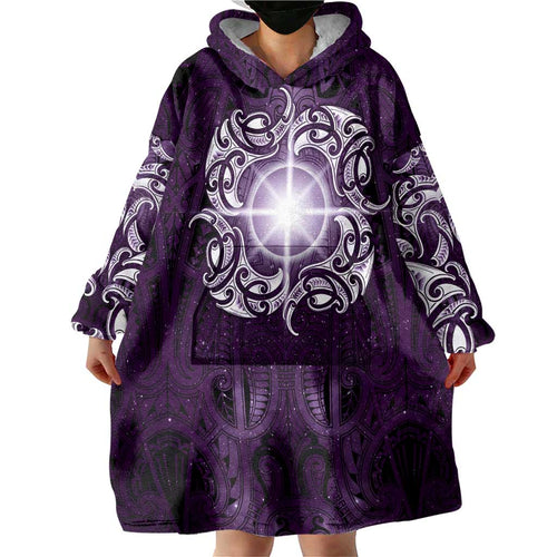 New Zealand Matariki Waipunarangi Wearable Blanket Hoodie Maori Moko Purple Galaxy