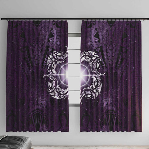 New Zealand Matariki Waipunarangi Window Curtain Maori Moko Purple Galaxy