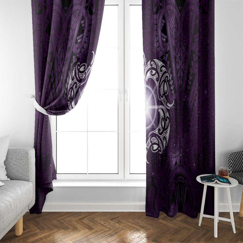 New Zealand Matariki Waipunarangi Window Curtain Maori Moko Purple Galaxy