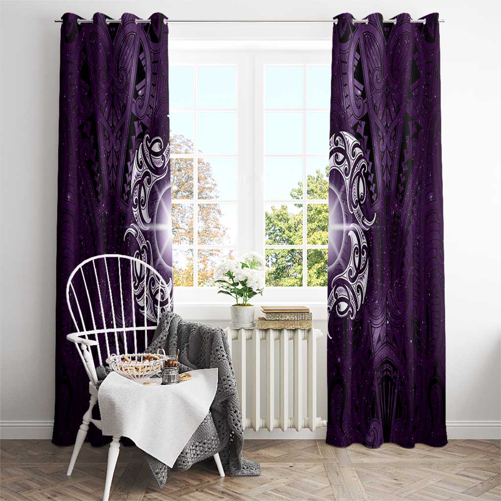 New Zealand Matariki Waipunarangi Window Curtain Maori Moko Purple Galaxy