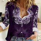 New Zealand Matariki Waipunarangi Women Casual Shirt Maori Moko Purple Galaxy