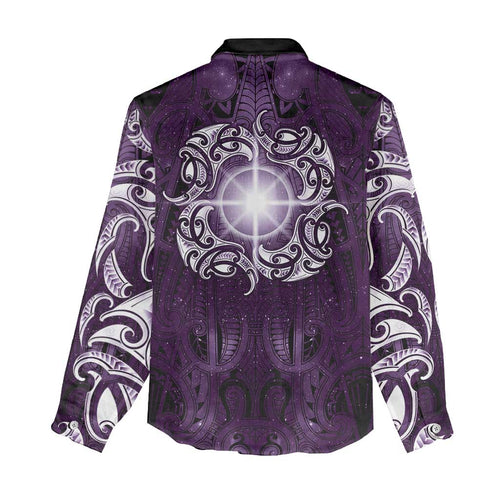 New Zealand Matariki Waipunarangi Women Casual Shirt Maori Moko Purple Galaxy