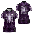 New Zealand Matariki Waipunarangi Women Polo Shirt Maori Moko Purple Galaxy
