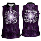 New Zealand Matariki Waipunarangi Women Sleeveless Polo Shirt Maori Moko Purple Galaxy