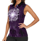 New Zealand Matariki Waipunarangi Women Sleeveless Polo Shirt Maori Moko Purple Galaxy